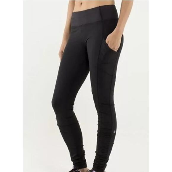 LULULEMON Black Speed Tight III Ruched Pocket Ankle Full Leggings Size - Picture 1 of 9